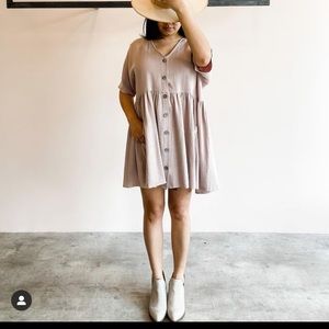 Button Front Babydoll Dress